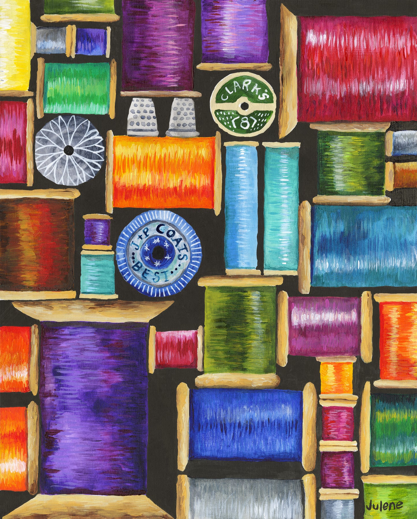 Spools of thread - original painting