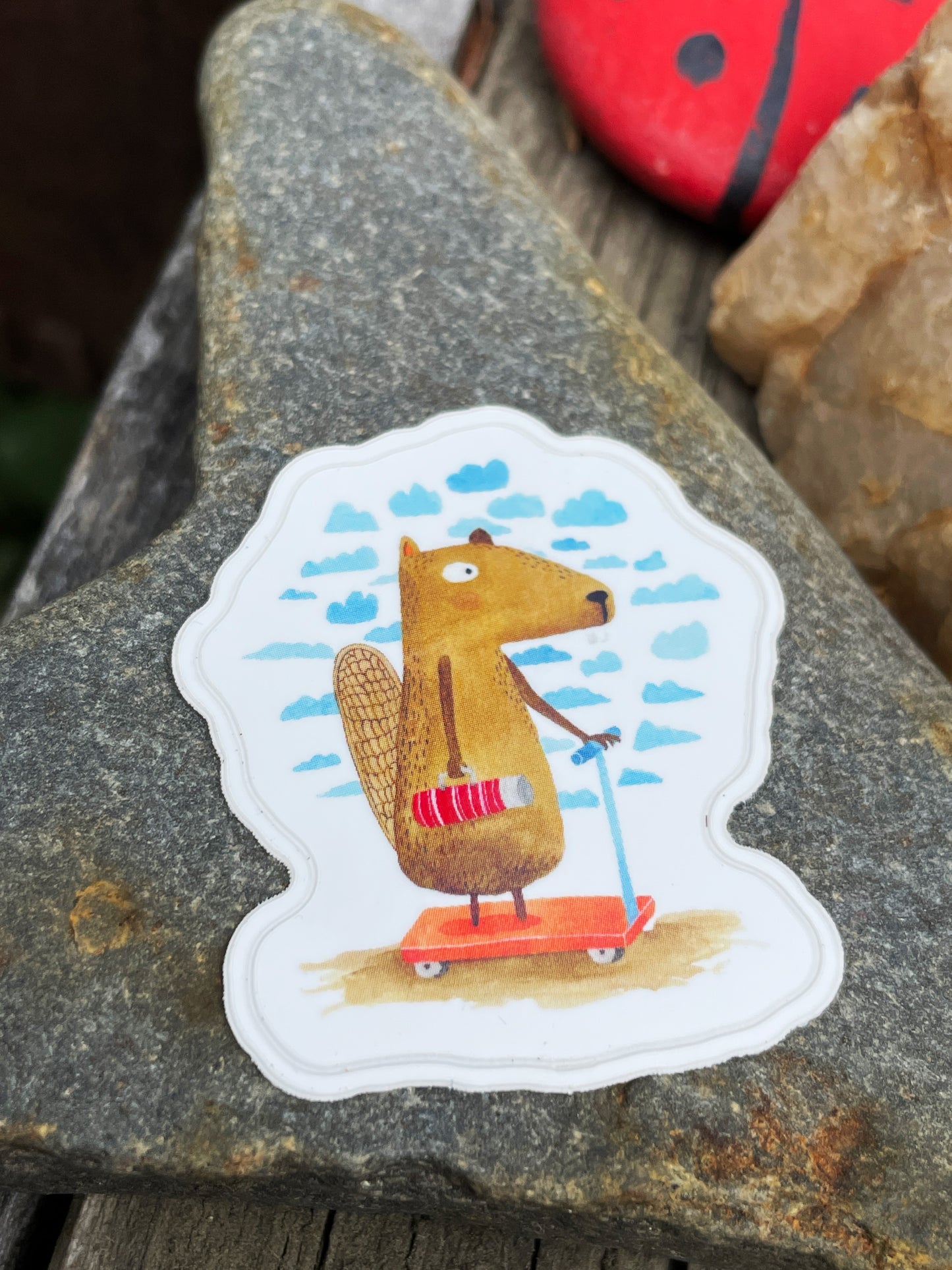 Beaver Skateboarder Sticker