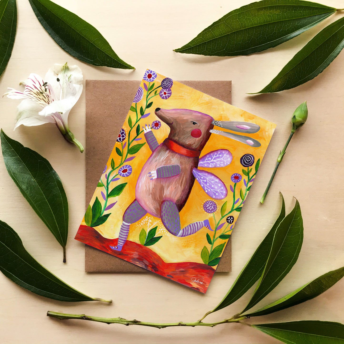 Flying Deer greeting card