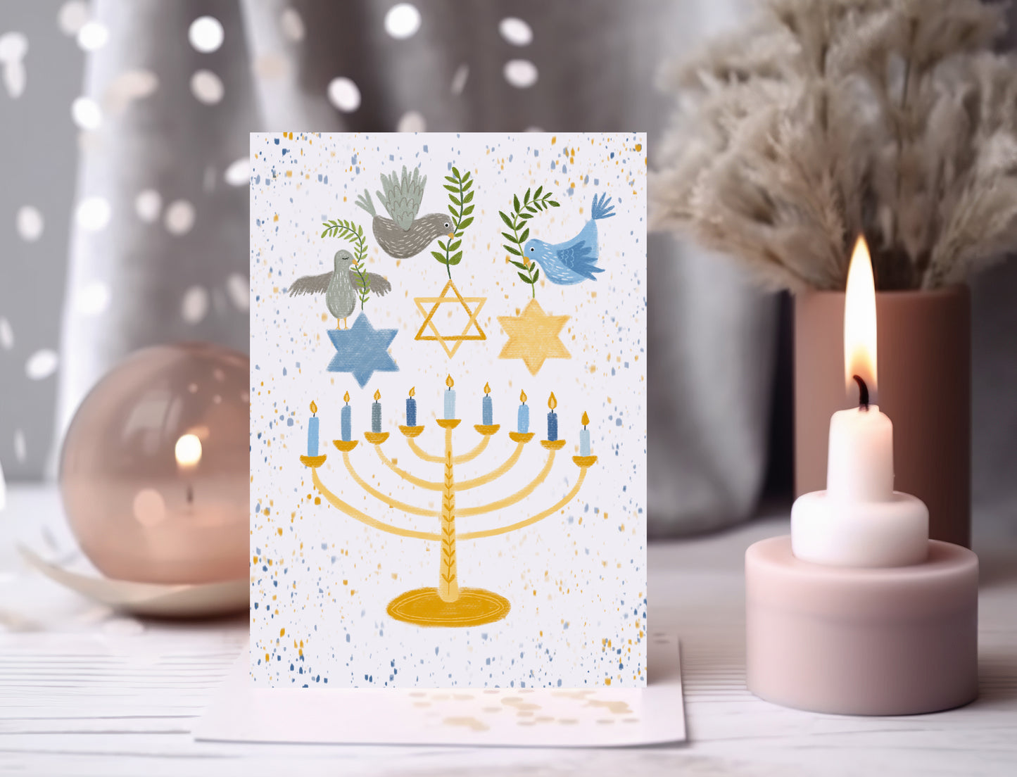 Hanukkah Celebration holiday greeting card