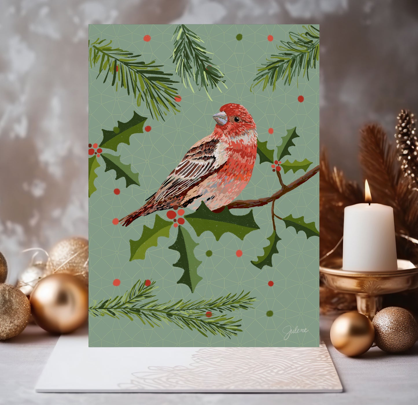 House Finch holiday greeting card