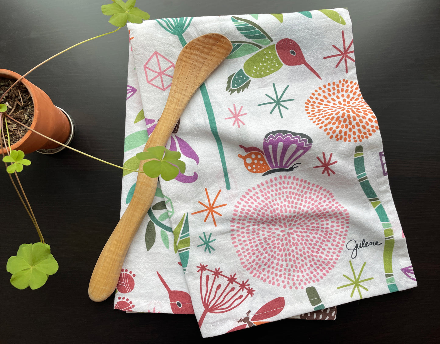 Flowers & Hummingbird Tea Towels