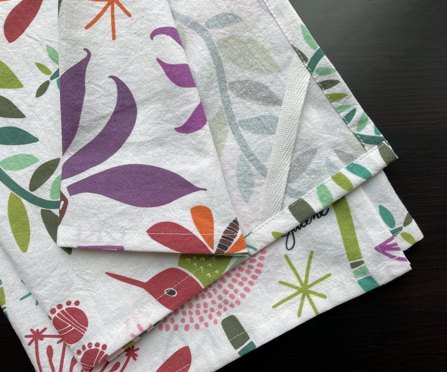 Flowers & Hummingbird Tea Towels