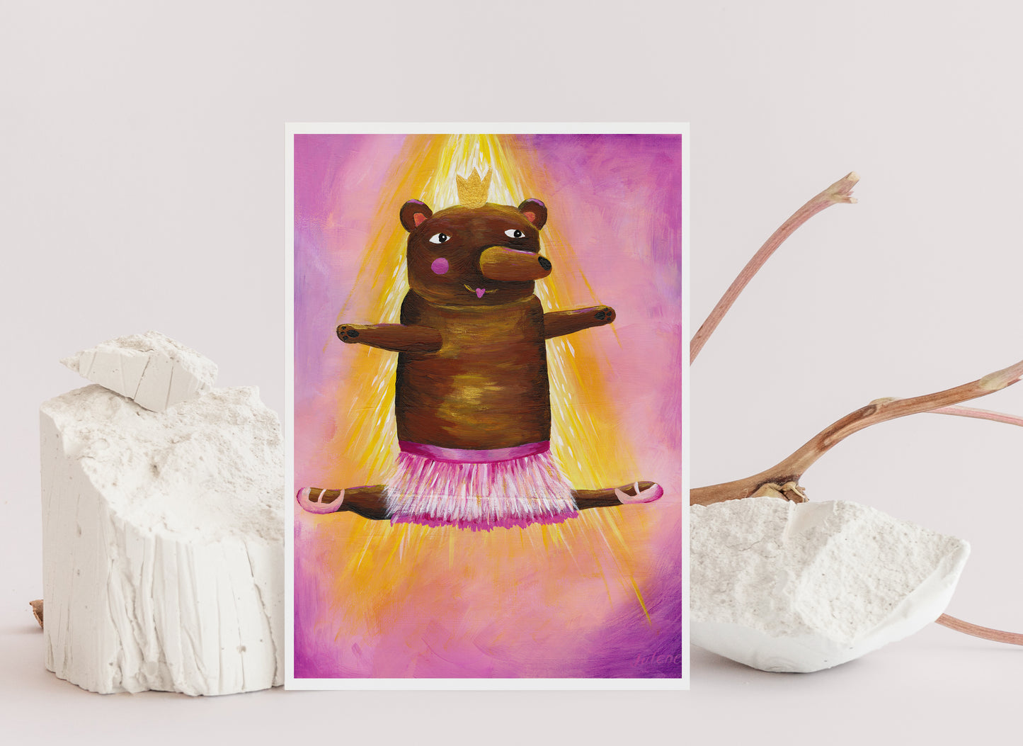 Leaping Dancing Bear greeting card