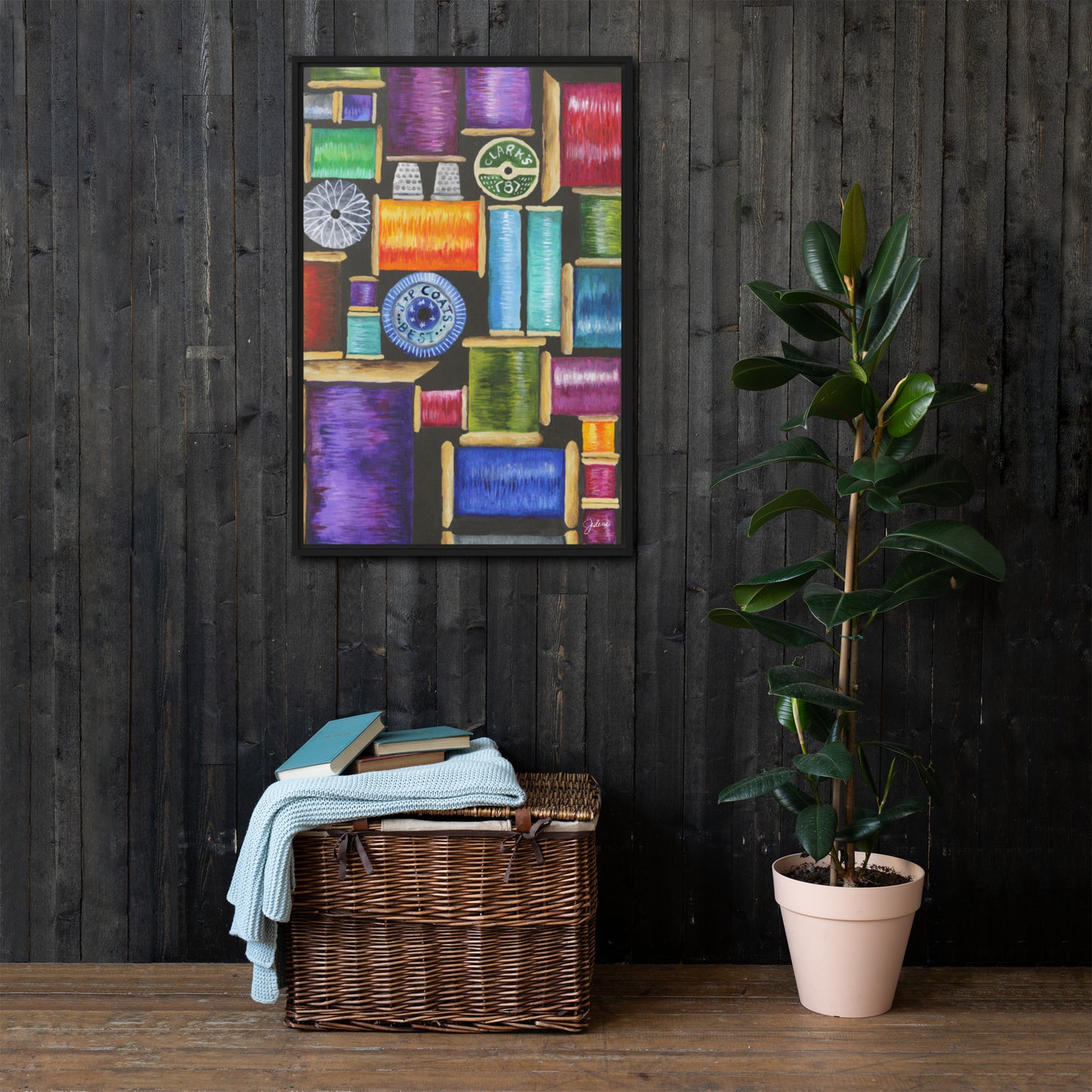 Spools of Thread - framed printed canvas