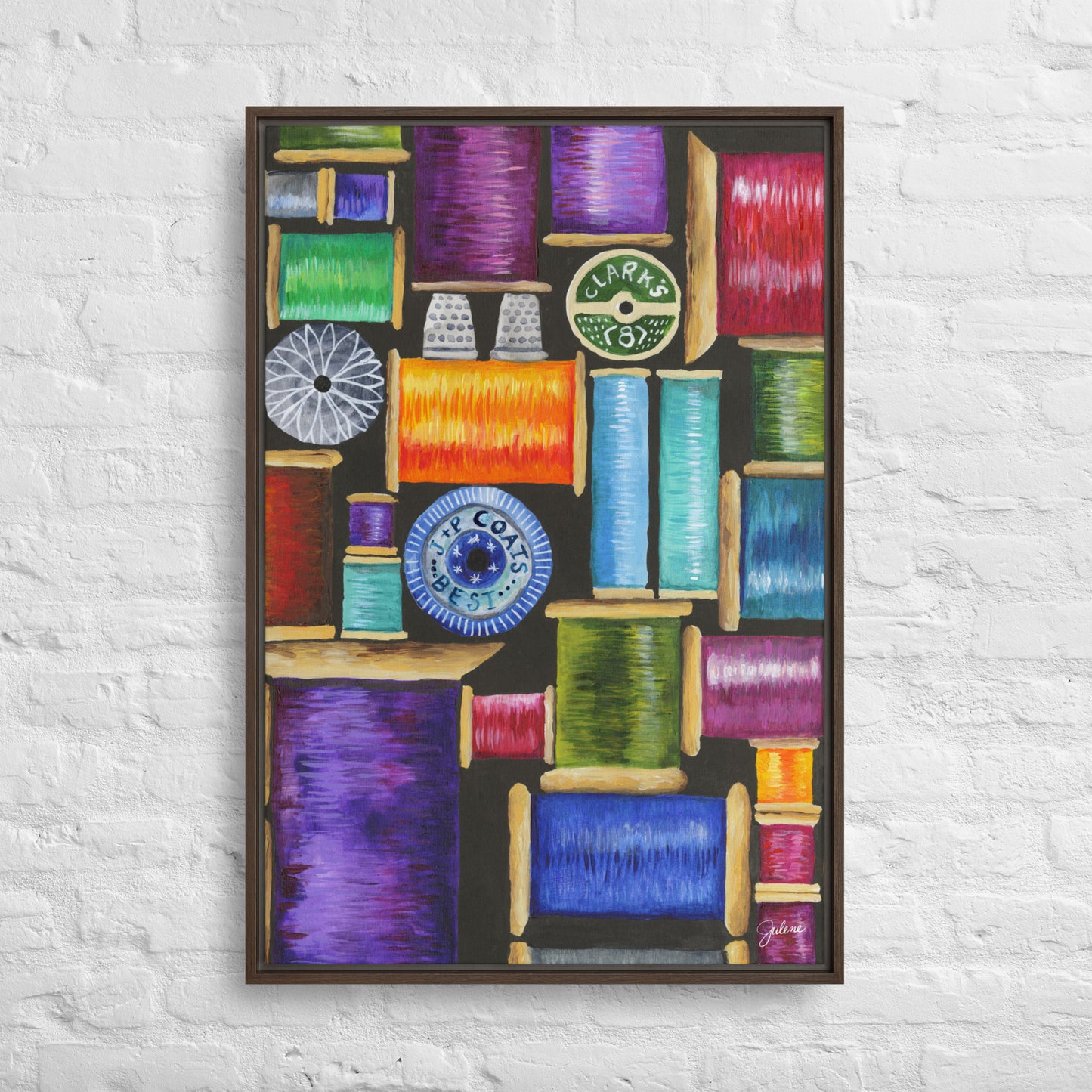 Spools of Thread - framed printed canvas