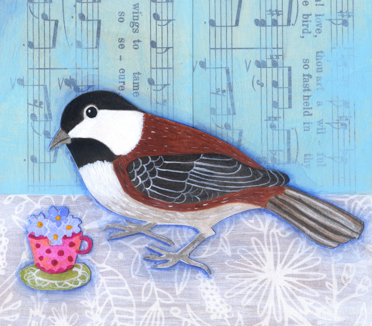 Finch & Chickadee Teacup - Print