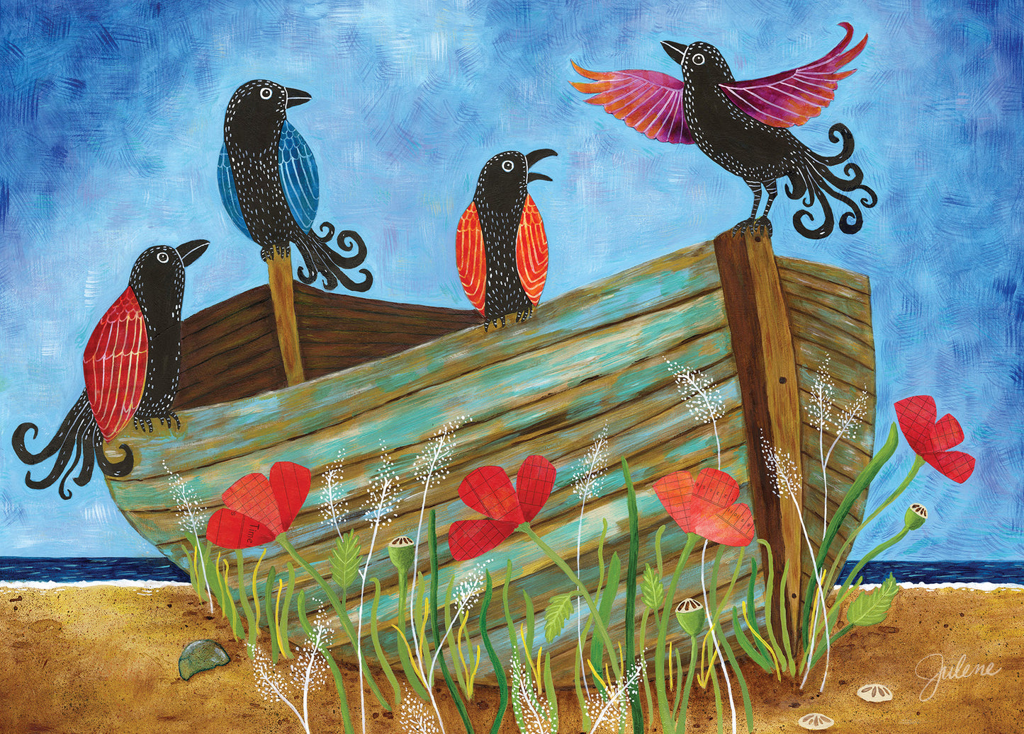 Crow Boat greeting card