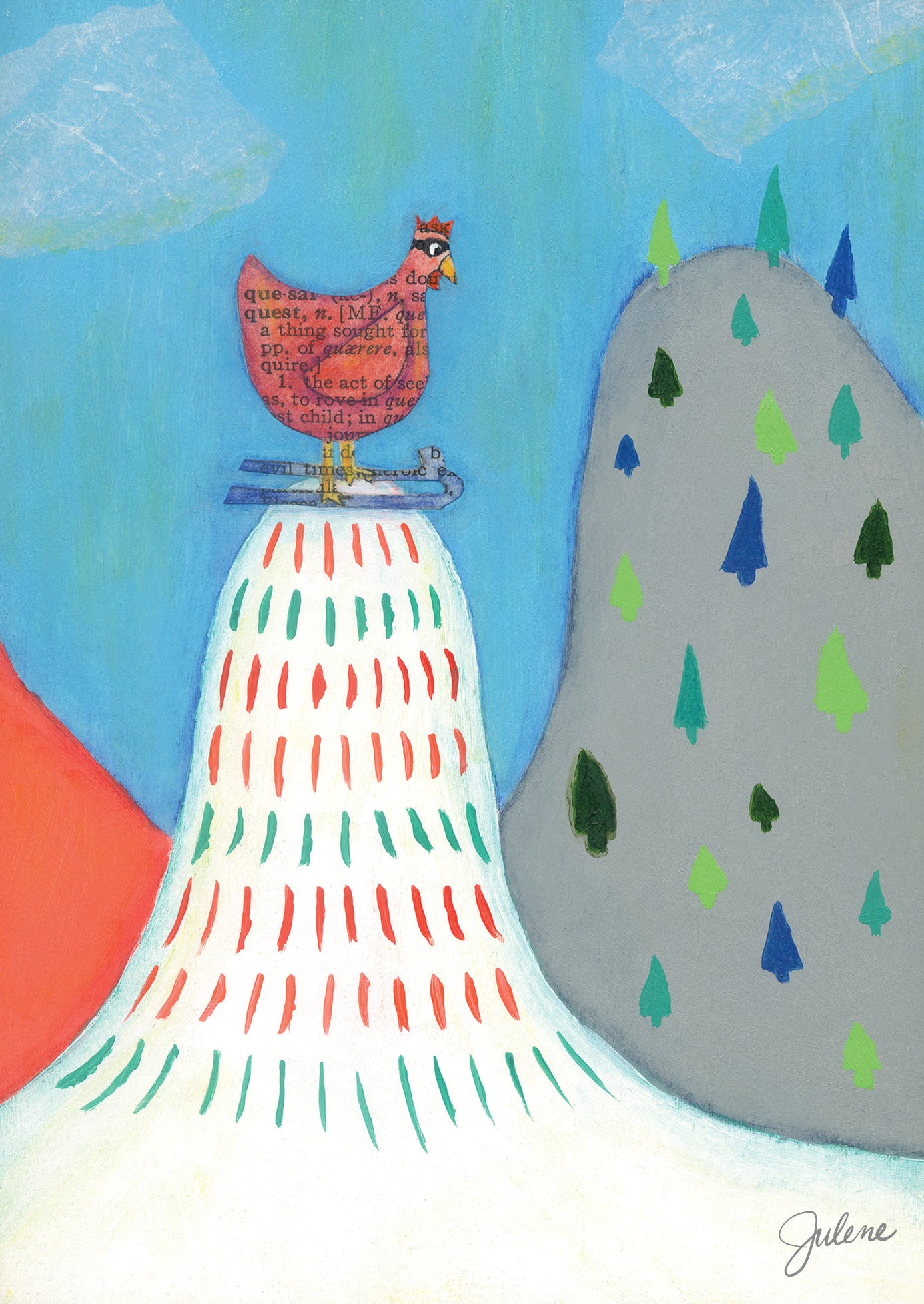 Her Quest Chicken greeting card