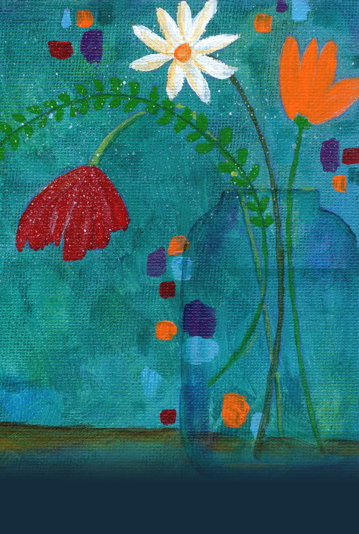 canning jar of flowers - postcard