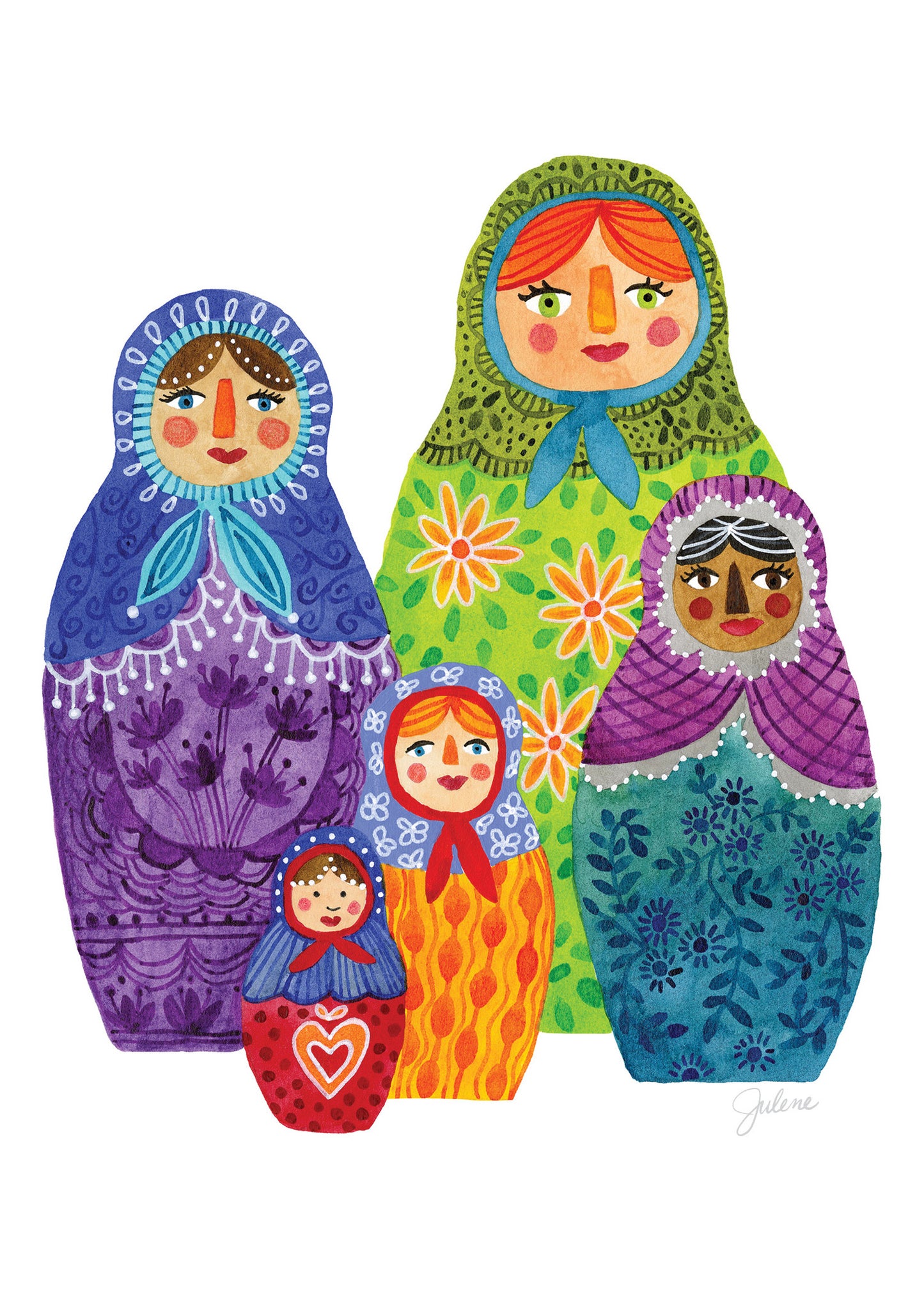 Nesting Dolls Matryosha greeting card