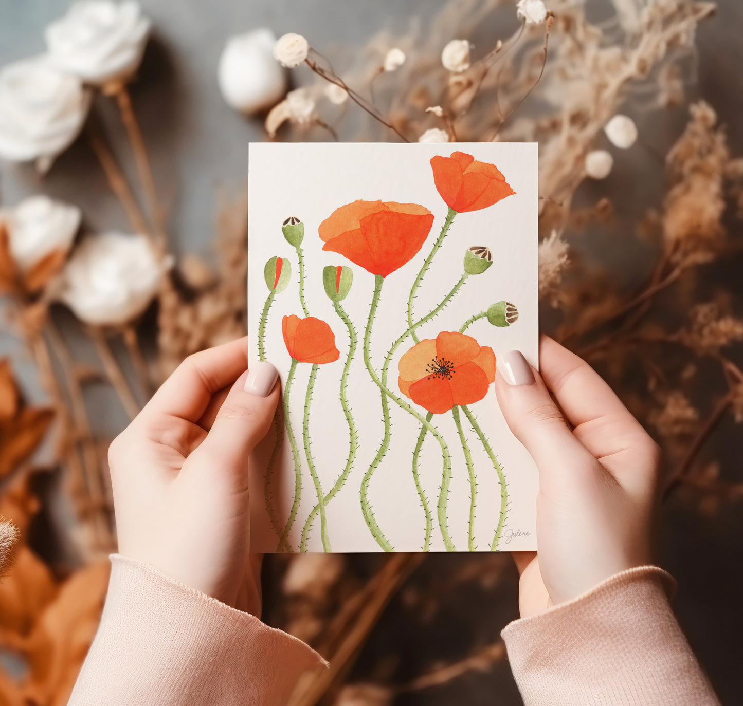 Orange Poppies greeting card