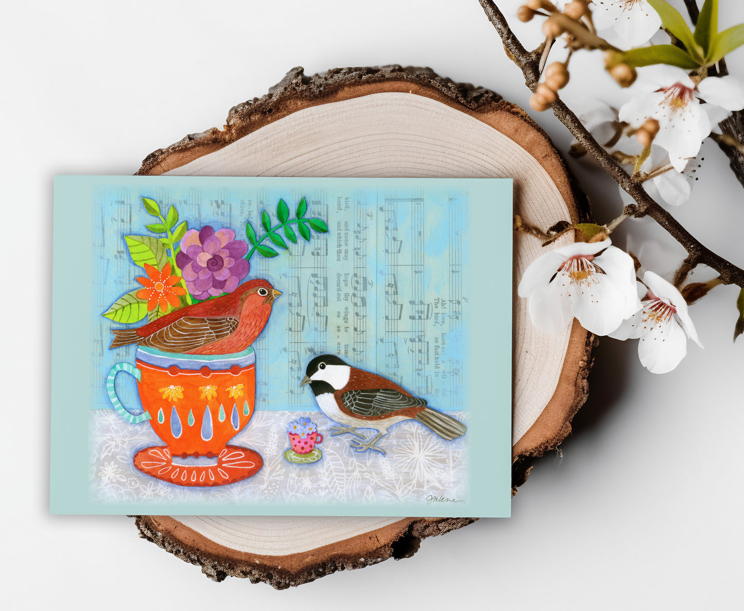 Teacup Birds greeting card