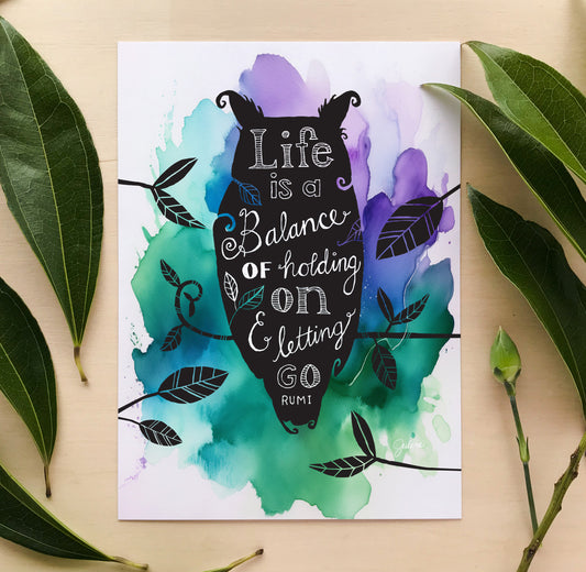 Letting Go Owl greeting card