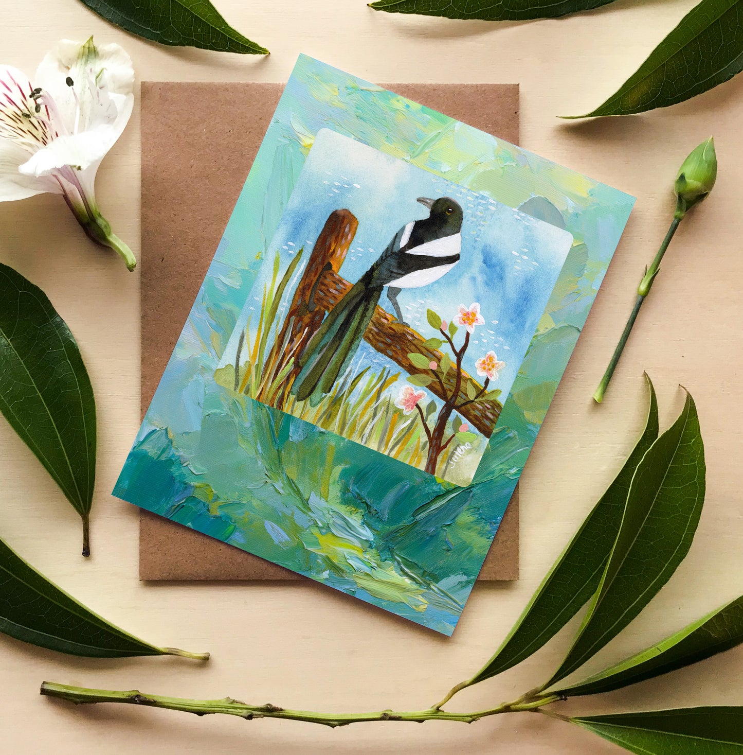Magpie greeting card