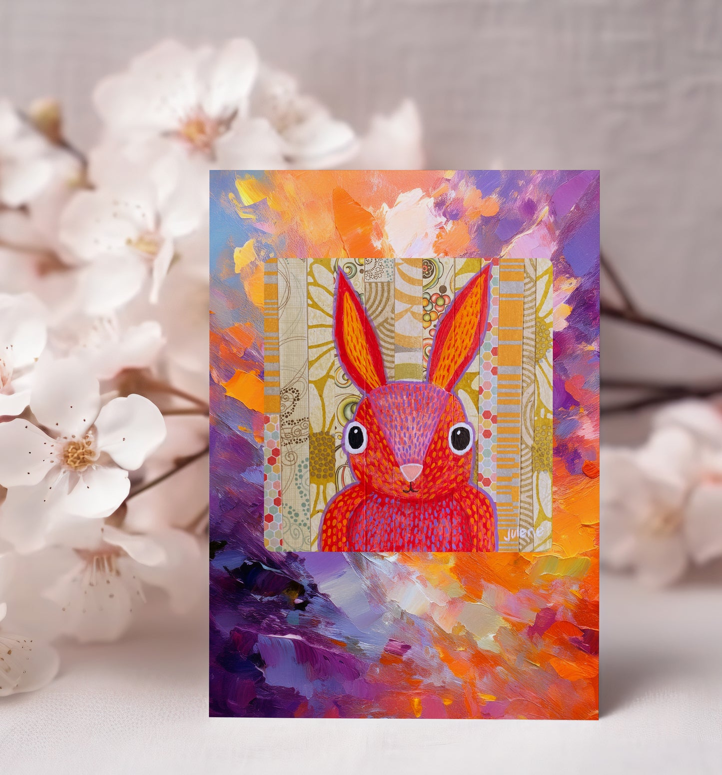 Orange Bunny greeting card