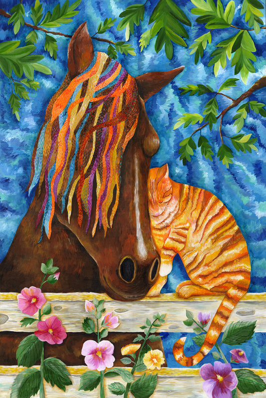 Old Friends Horse & Cat - Print