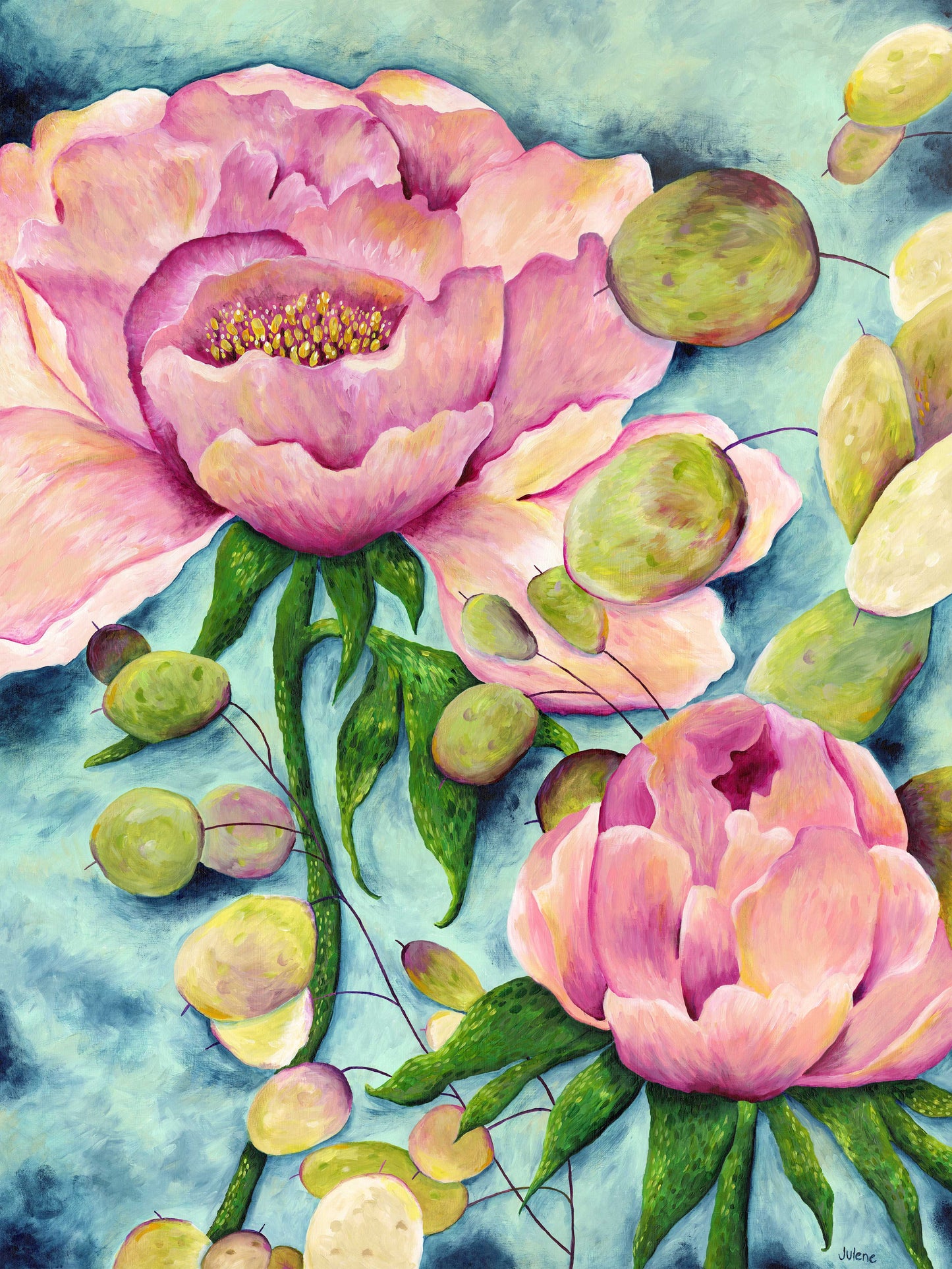 Honesty (Peonies & Lunarias) - print