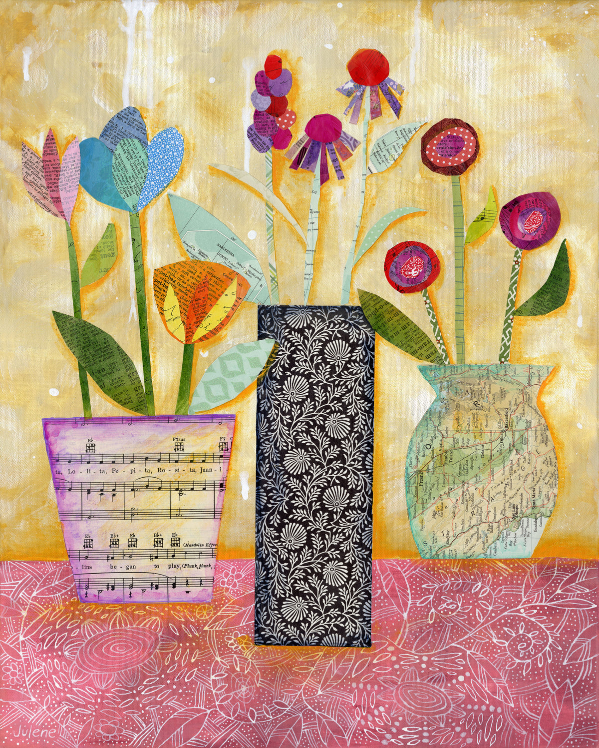 Pink Lace Flowers - print