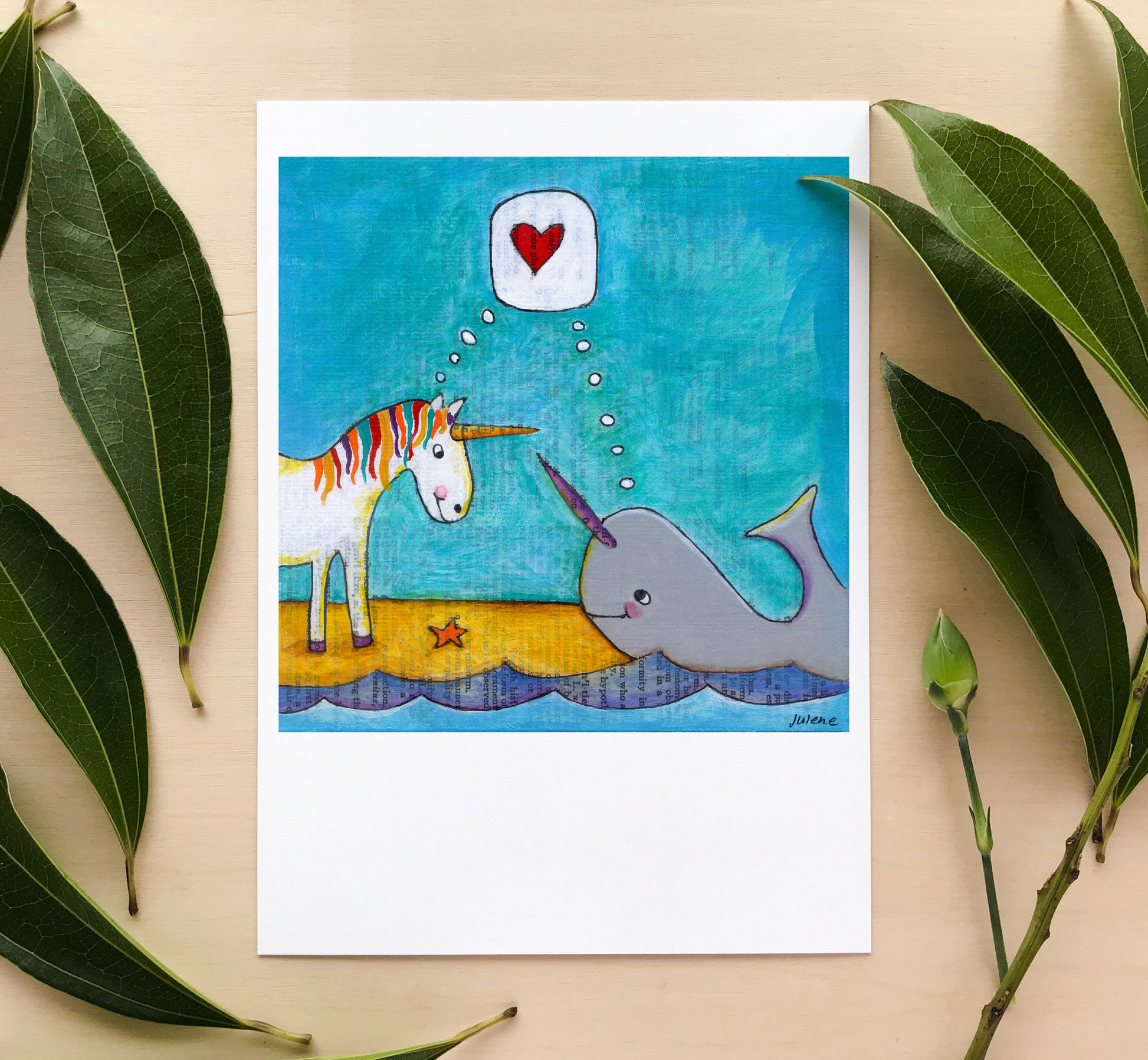 Unicorn & Narwhal Love greeting card Julene Ewert Unicorn & Narwhal Love greeting card Julene Ewert