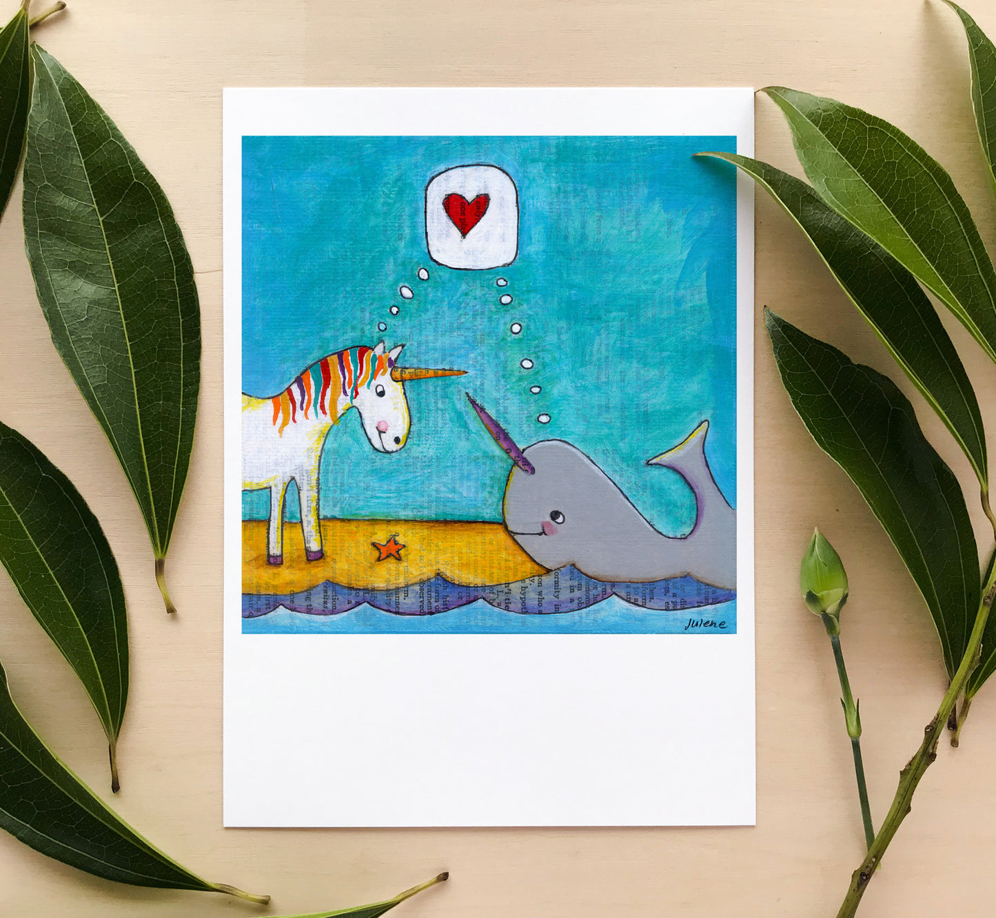 Unicorn & Narwhal Love greeting card