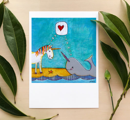 Unicorn & Narwhal Love greeting card