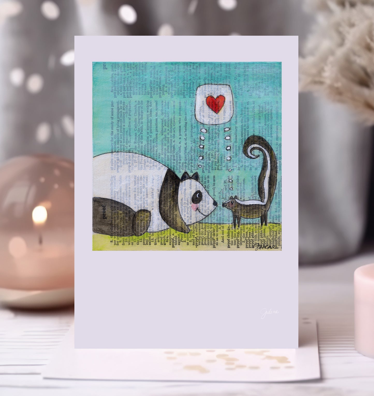 Panda & Skunk Love greeting card