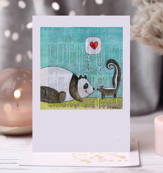 Panda & Skunk Love greeting card