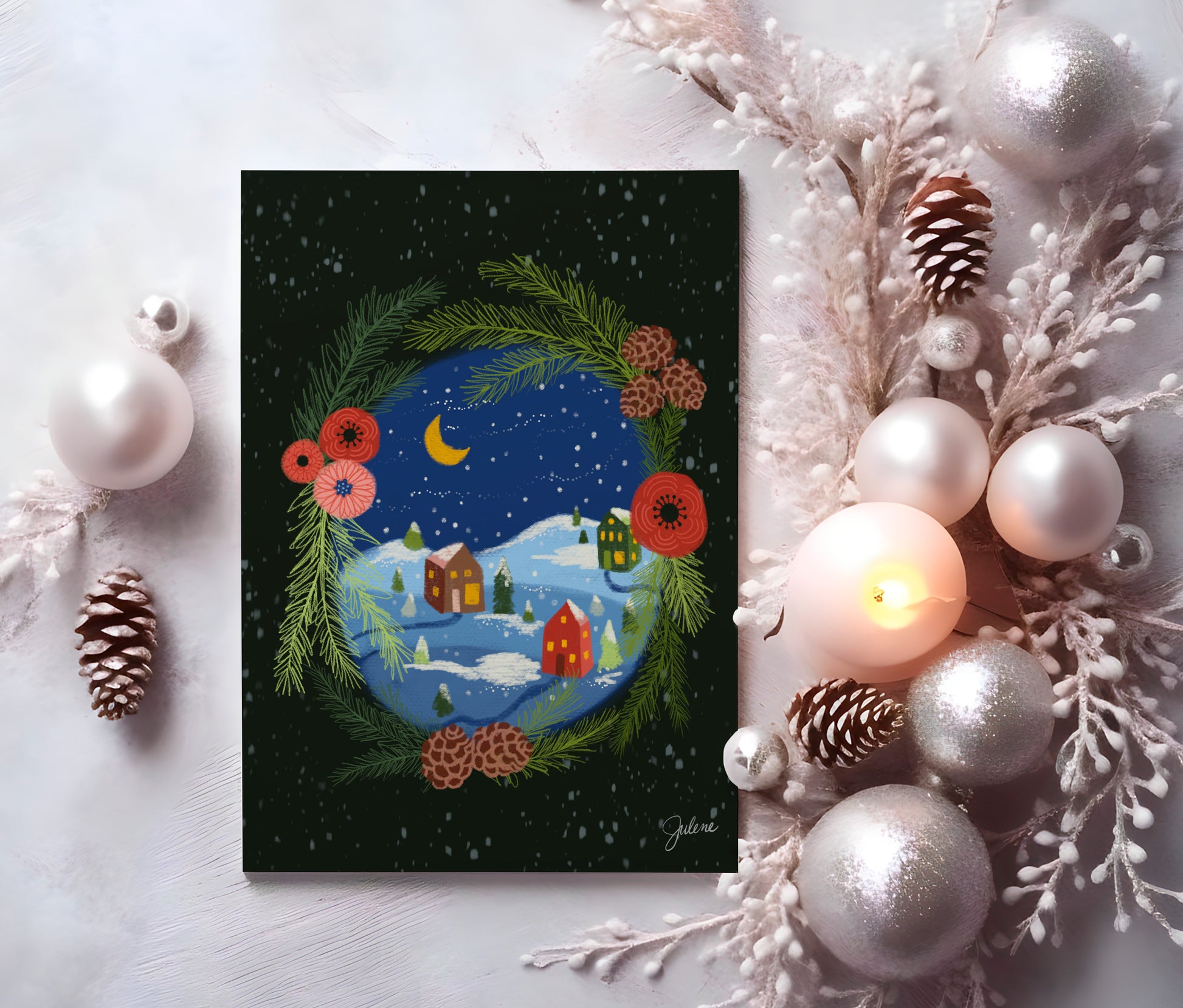 Pinecone Village holiday greeting card Julene Ewert Pinecone Village holiday greeting card Julene Ewert
