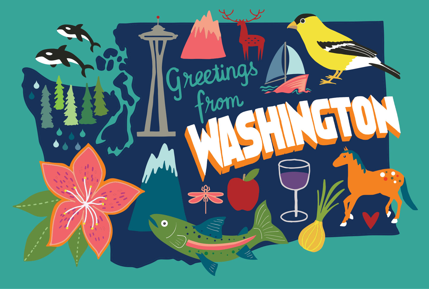 Greeting from Washington -  postcard