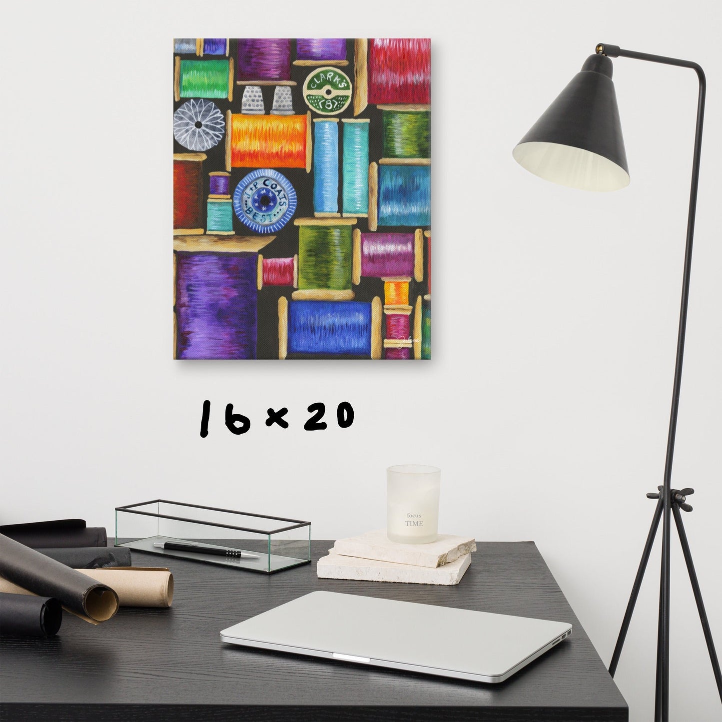 Spools of Thread Printed Canvas