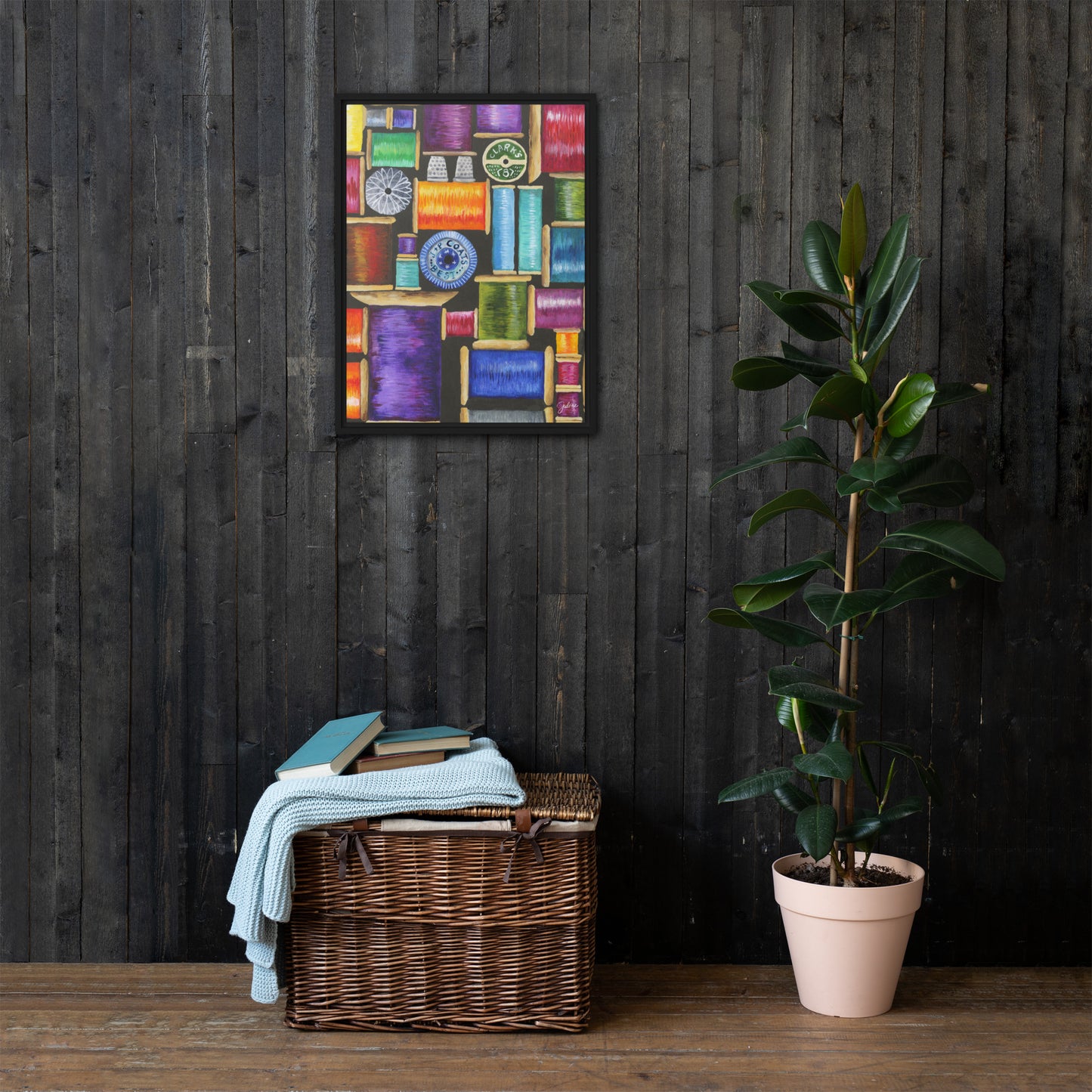Spools of Thread - framed printed canvas