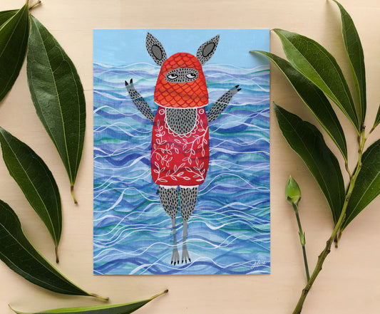 swimmer greeting card