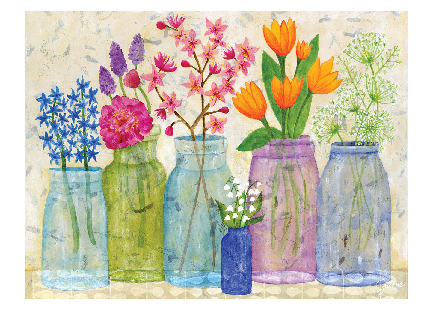 Spring Jars of Flowers greeting card