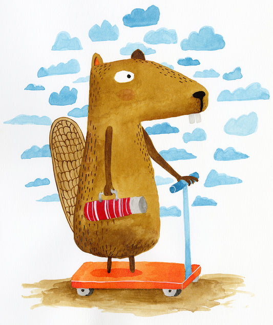 Beaver Skateboarder greeting card