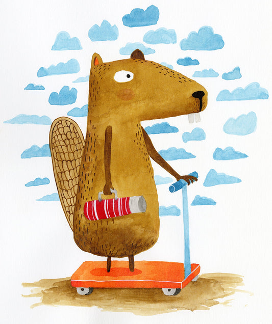 Beaver Skateboarder - original