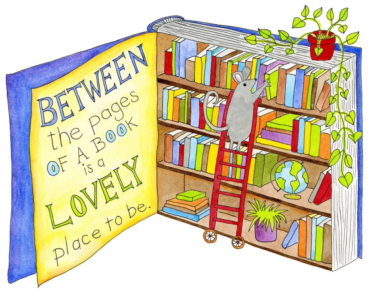Little Library Mouse - print