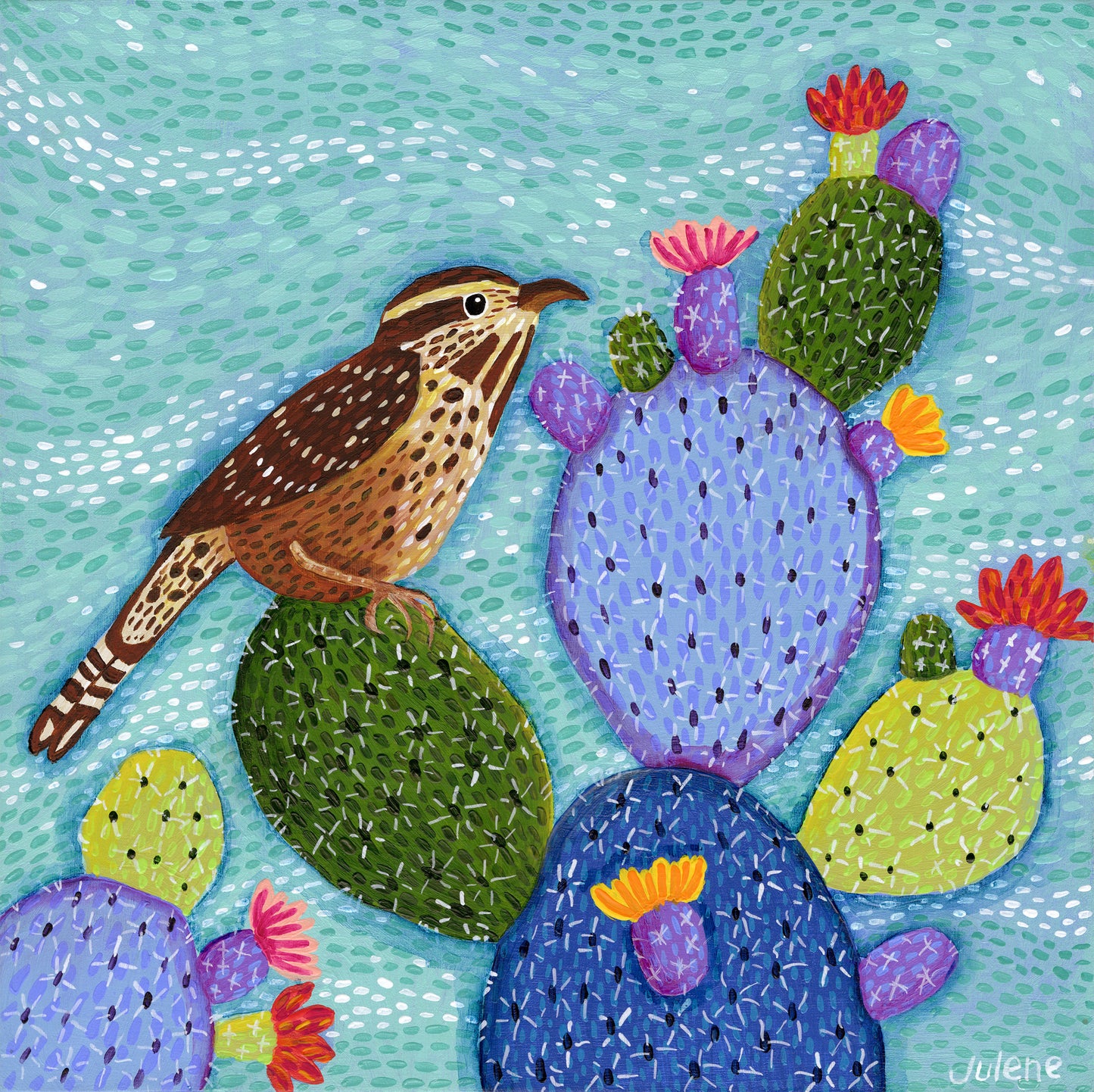 Cactus Wren & Prickly Pear Cactus print