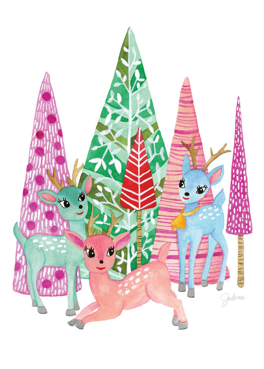 Retro Christmas Deer greeting card