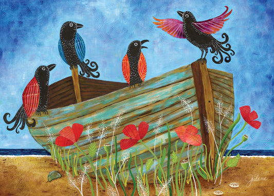 Crow Boat greeting card