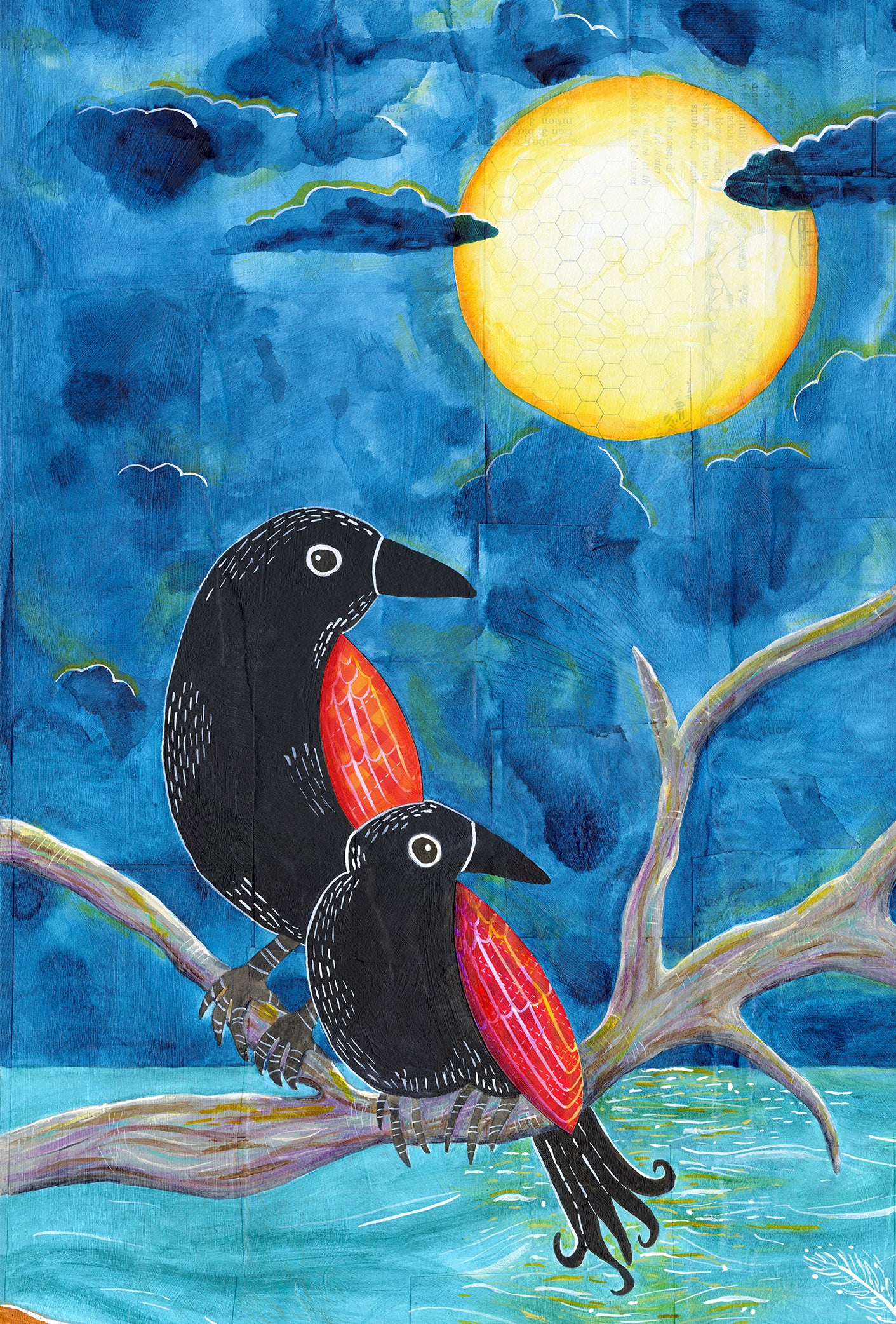 Three Crows Full Moon - Print