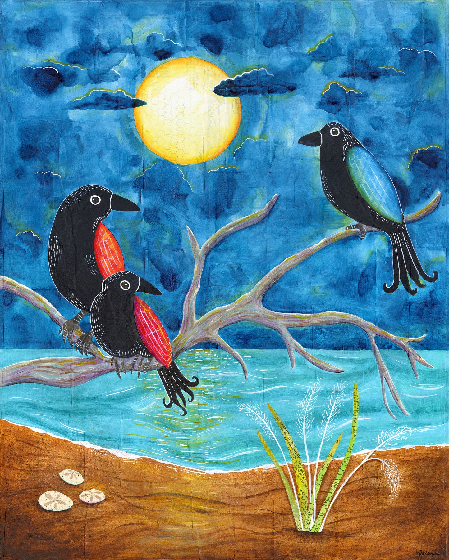 Three Crows Full Moon - Print