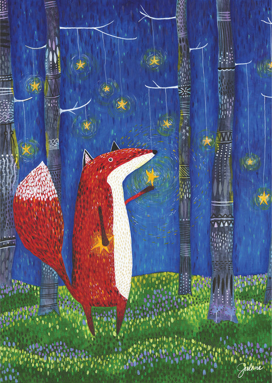 Fox Star Forest greeting card