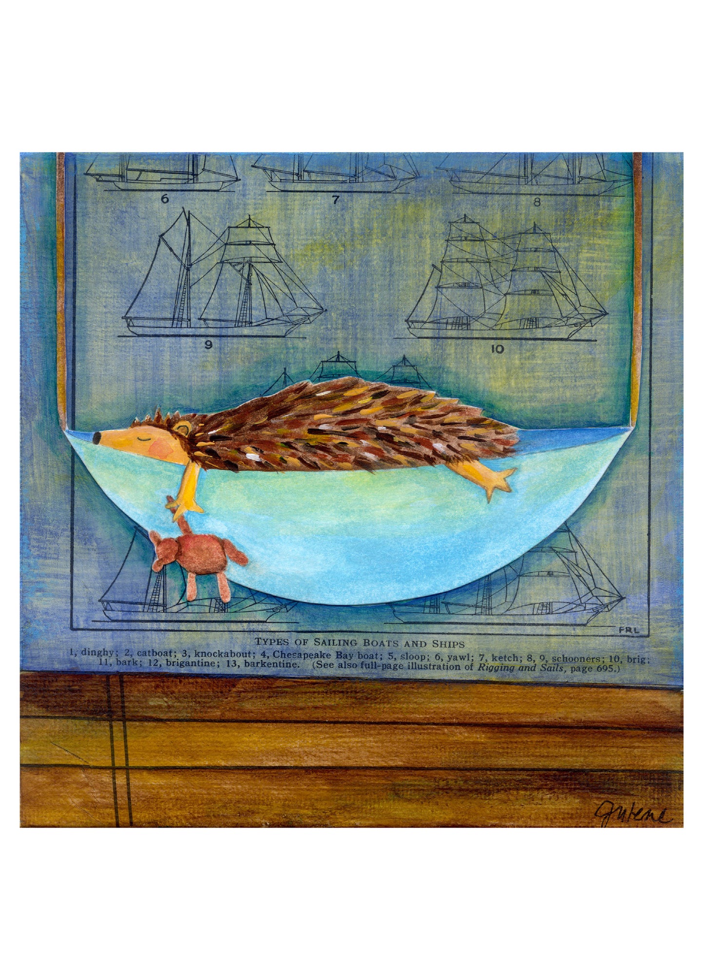 Sleepy Hedgehog Hammock greeting card