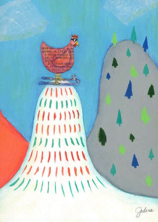 Her Quest Chicken greeting card