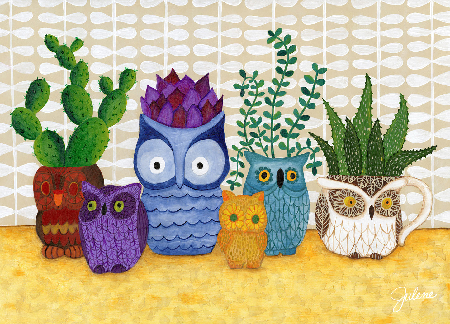 Owls & Plants greeting card
