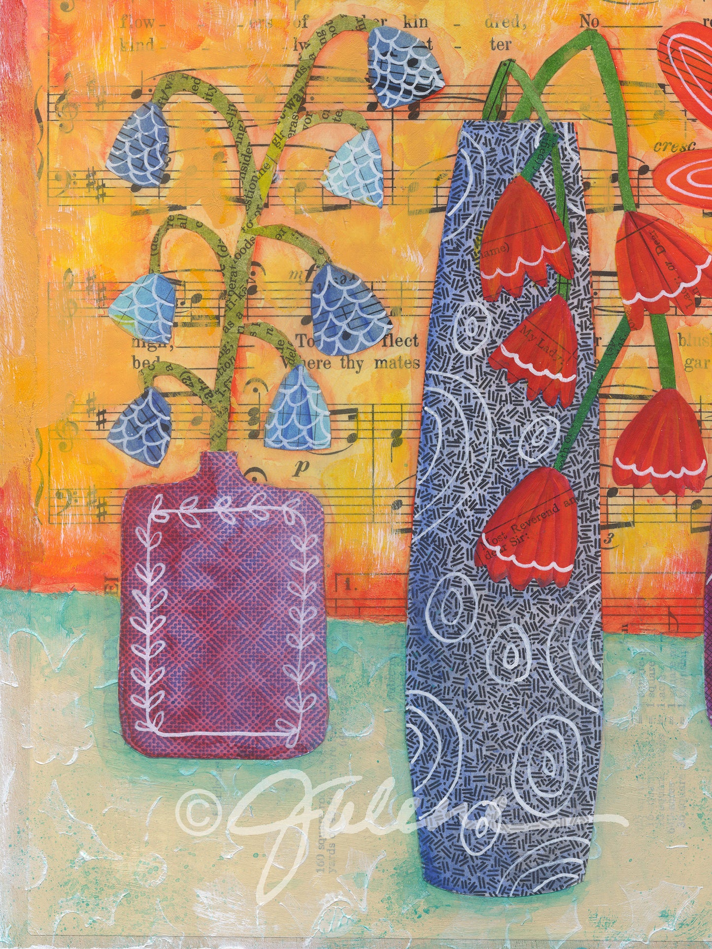 Flowers in envelope vases - Print