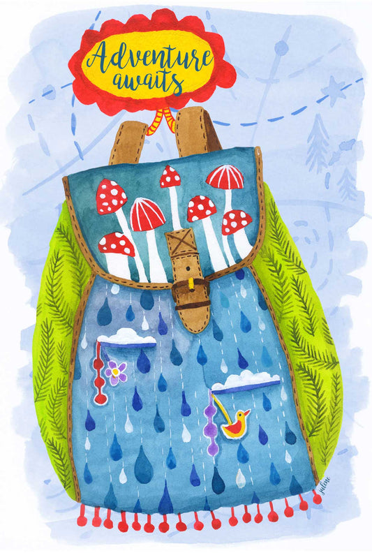 Adventure Awaits Backpack - postcard