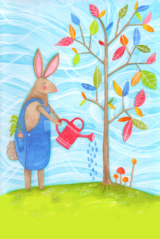 Bunny growing  - postcard