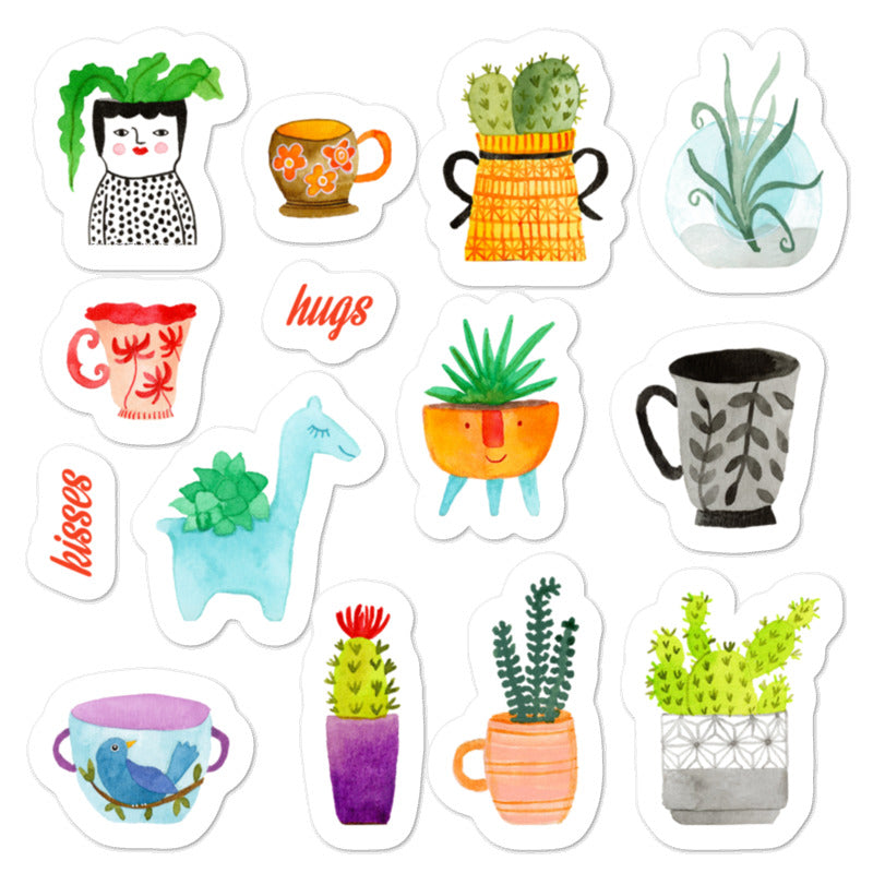 Plants and Teacups stickers